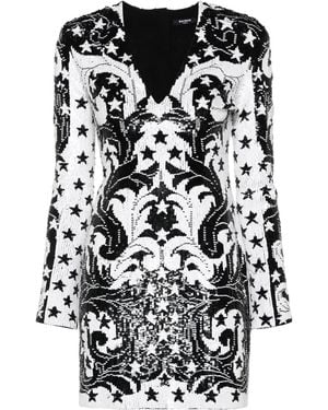 Balmain Sequinned Mini Dress - Black