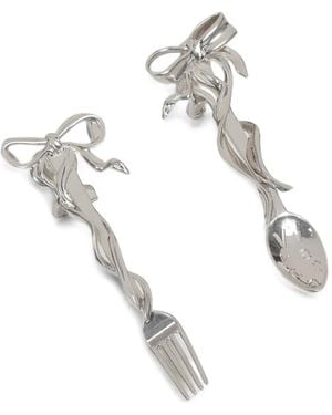 Vivetta Bow-Detail Cutlery Clip-On Earrings - Metallic
