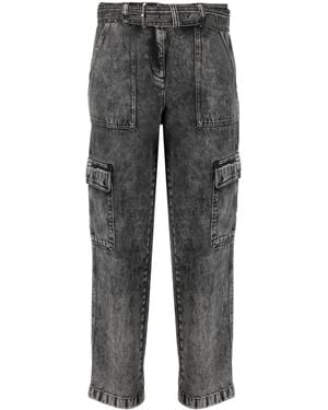 MICHAEL Michael Kors Belted Washed Straight-Leg Jeans - Grey