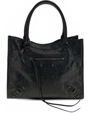 Balenciaga Mini Le City Lambskin Tote Bag - Black
