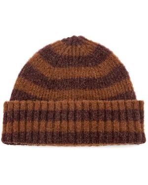 Howlin' Striped Ribbed-Knit Beanie - Brown