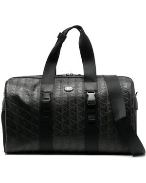 Lacoste Large Monogram Leather Weekend Bag - Black
