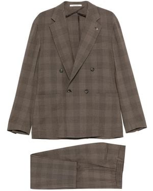 Tagliatore Checked Double-Breasted Suit - Gray