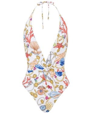 Moschino Shell Print Swimsuit - White