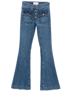 The Seafarer Button-Fastening Flared-Leg Jeans - Blue