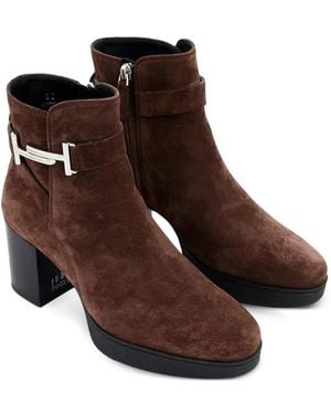 Tod's Tronch Doppia Suede Ankle Boots - Brown
