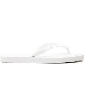 Tory Burch Kira Logo-Plaque Slides - White