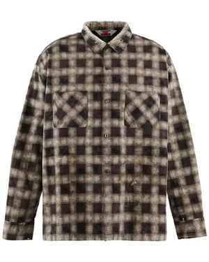 SAINT Mxxxxxx Check-Print Distressed Shirt - Black