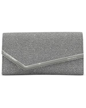 Jimmy Choo Emmie Glitter-Effect Clutch Bag - Grey