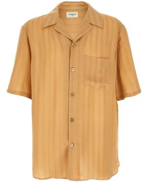 Saint Laurent Striped Silk Shirt - Natural