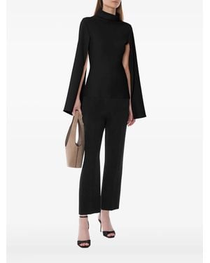 Alberta Ferretti Blouse Met Klokmouwen En Hoge Hals - Zwart