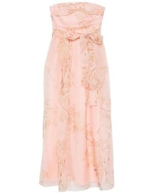 Max Mara Floral-Print Strapless Dress - Pink