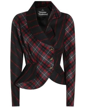 Vivienne Westwood Stormy Tartan-Check Asymmetric Jacket - Black