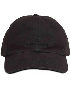 Stone Island Logo-Detail Embroidery Cap - Black