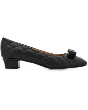 Ferragamo Quilted Vara Bow Pump - Black
