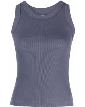 Styland Jersey Ribbed Knit Vest - Blue