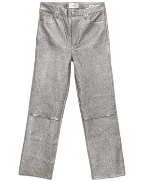 FRAME Pantalon Le Sleek En Cuir Métallisé - Gris