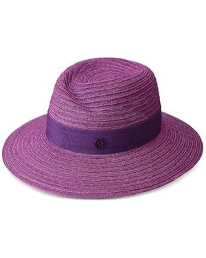 Maison Michel Virginie Straw Fedora Hat - Purple