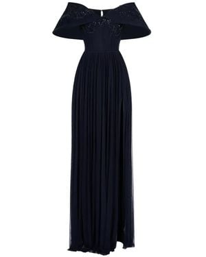 IMROSKA Ale Beaded Off-Shoulder Maxi Dress - Blue