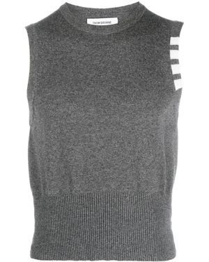 Thom Browne Gilet Con Dettaglio A Righe - Grigio