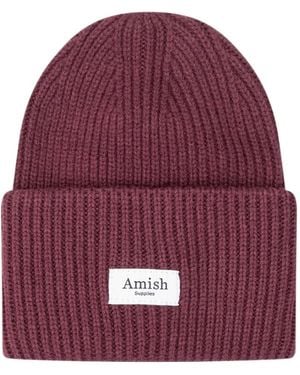 AMISH Gerippte Beanie - Rot