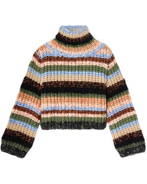 Ganni Jersey De Punto Grueso A Rayas - Negro