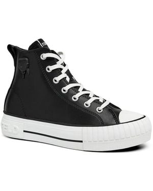 KARL LAGERFELD Appliqué Lace-Up Trainers - Black