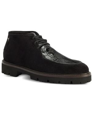 Giuseppe Zanotti Crocodile-Effect Suede Lace-Up Shoes - Black