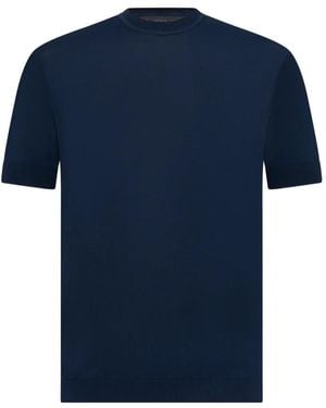 Low Brand Fine-Knit Ribbed-Trim T-Shirt - Blue