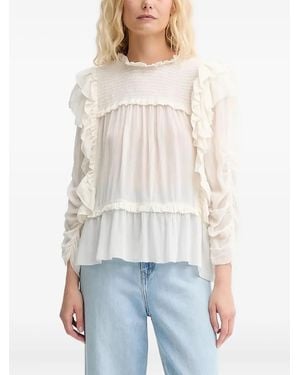 Munthe Blusa Crisp Con Ruches - Bianco