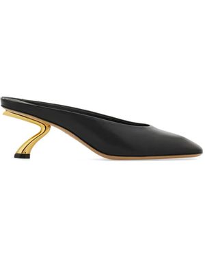 Ferragamo Sculptural-Heel Mules - Black