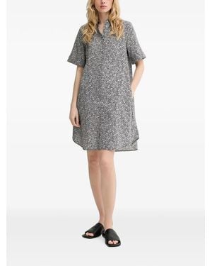 Marc O' Polo Butterfly-Print Midi Shirt Dress - Gray