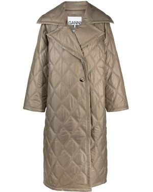 Ganni Cappotto Lungo Trapuntato - Marrone