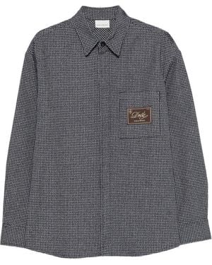 Drole de Monsieur Houndstooth-Pattern Zip-Up Shirt - Gray