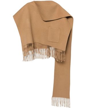 Goen.J Fringed Muffler Poncho - Natural