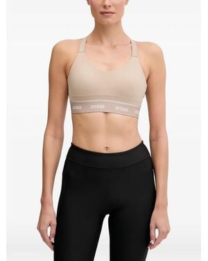 Guess Logo-Underband Cross-Back Bra - Black