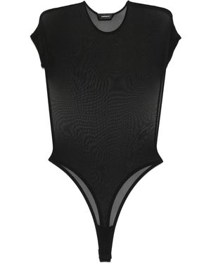 Wardrobe NYC Sheer Cap-Sleeve Bodysuit - Black