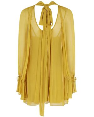 STAUD Bow-Neck Mini Dress - Yellow