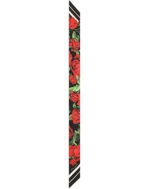 Dolce & Gabbana Rose-Print Silk Twill Bandeau - White