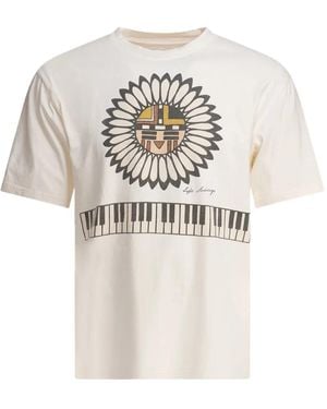 Kapital T-Shirt mit Blumen-Piano-Print - Weiß