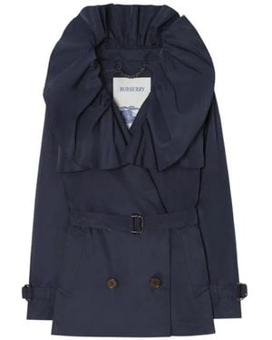 Burberry Faille Clare Trench Jacket - Blue