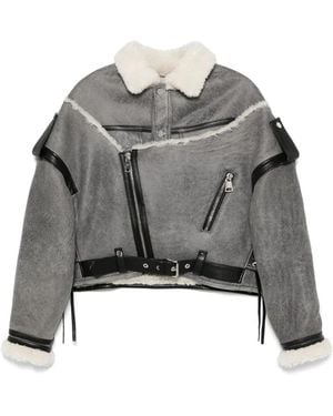 Manokhi Shearling-Collar Jacket - Gray