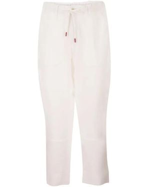 Kiton Drawstring Linen Trousers - White