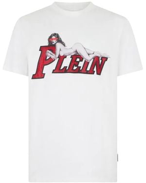 Philipp Plein Jersey T-Shirt Plein Pin Up - White
