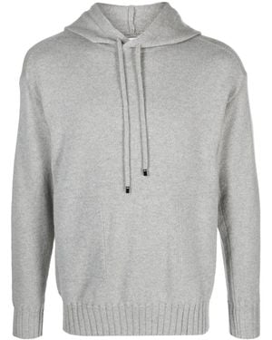 Malo Mélange Knitted Drawstring Hoodie - Grey