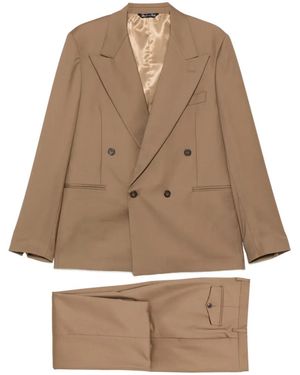 época Double-Breasted Peak-Lapel Suit - Natural