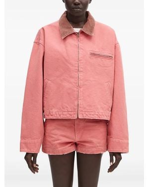 Ambush Corduroy-Collar Zip-Up Jacket - Pink