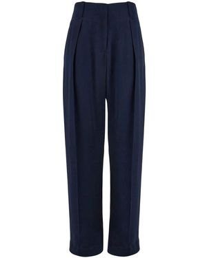 Ferragamo Silk Wide-Leg Trousers - Blue