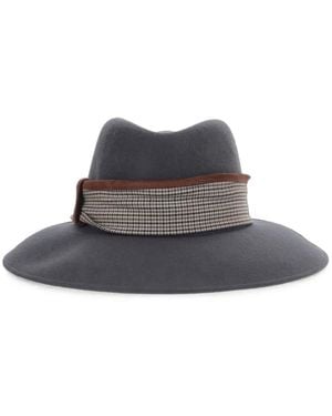 ALEXIA ALVAREZ DE TOLEDO Riviera Checked-Trim Fedora Hat - Grey
