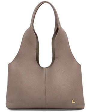 Coccinelle Large Nell Grained Leather Tote Bag - Natural
